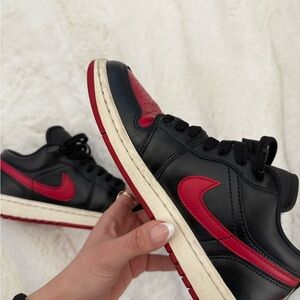 Black and Red Low-Top Athletic Sneakers